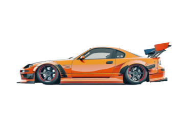 Powerful Drift Car Isolated On Transparent Background
