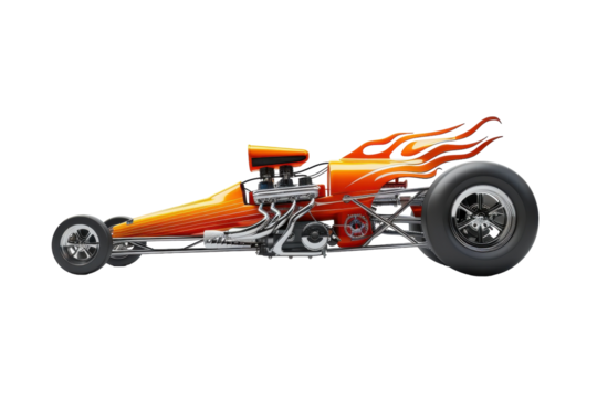 Powerful Dragster in Motion Isolated On Transparent Background