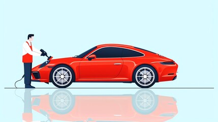 Obraz premium Car detailing, professional polishing car exterior, flat design illustration
