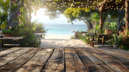 Beachfront Wooden Table