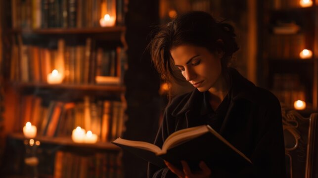 The woman reading in candlelight