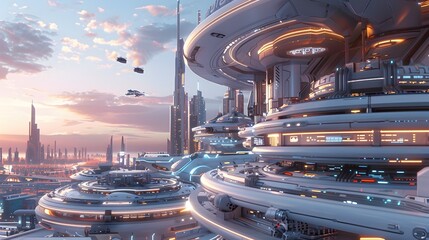 Futuristic Cargo Transport Hub Masterfully Blending Modern Architecture and Advanced Robotic Automation