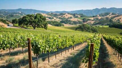 Naklejka premium Photorealistic Summer Vineyards | Summer Background | Photorealistic