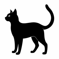 Black cat vector illustration, cat vector art, halloween black cat silhouette, black cat cartoon vector art