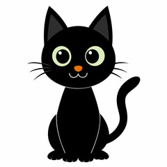 Black cat vector illustration, cat vector art, halloween black cat silhouette, black cat cartoon vector art