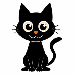 Black cat vector illustration, cat vector art, halloween black cat silhouette, black cat cartoon vector art