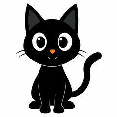 Black cat vector illustration, cat vector art, halloween black cat silhouette, black cat cartoon vector art