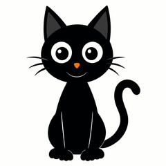 Black cat vector illustration, cat vector art, halloween black cat silhouette, black cat cartoon vector art
