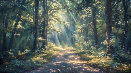 Obraz premium Photorealistic Summer Forest | Summer Background | Photorealistic