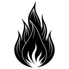 Black Flame icon silhouette vector art illustration
