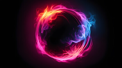 A colorful, glowing circle with a black background