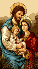  representation of the Holy Family . AI generative.