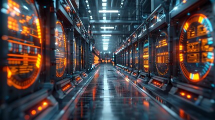 Futuristic Data Center with Advanced Digital Interfaces - Generative AI