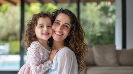 Naklejka premium The mother and daughter smiling