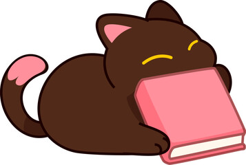Cute kawaii bookish cat