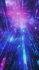 Fototapeta premium Graphic design background of tech scene or neon blue purple tone. Modern abstract background