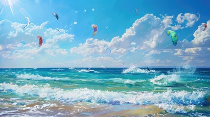 Photorealistic Summer Kite Surfing | Summer Background | Photorealistic