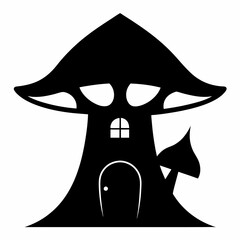 Mushroom  house vector illustration, mushroom vector art, halloween mushroom house silhouette, mushroom vector art
