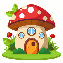 Mushroom  house vector illustration, mushroom vector art, halloween mushroom house silhouette, mushroom vector art