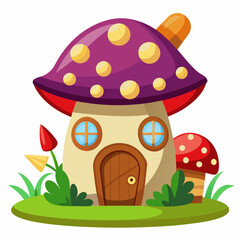 Mushroom  house vector illustration, mushroom vector art, halloween mushroom house silhouette, mushroom vector art