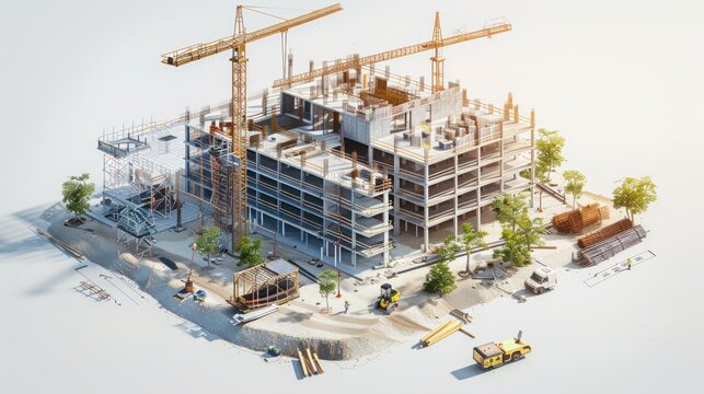 Generate a photo realistic image of a construction project showing financial resource allocation with detailed charts and budget plans. - Powered by Adobe
