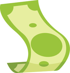 Green banknote is waving in the air, symbolizing financial success and abundance