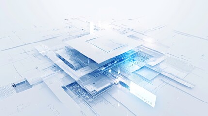 image of a squared design with blue lines and a white background