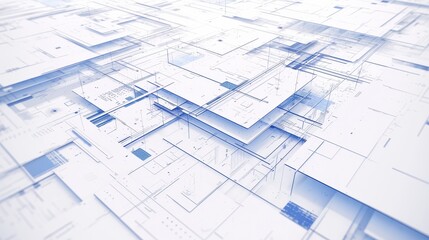 image of a squared design with blue lines and a white background