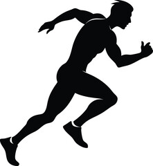 running men side view of vector runner silhouette