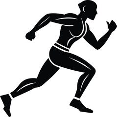 running men side view of vector runner silhouette