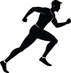 running men side view of vector runner silhouette