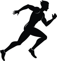 running men side view of vector runner silhouette