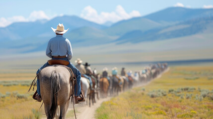 A cowboy is herding cattle on a ranch in the American West.