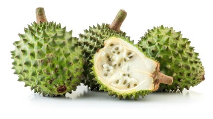 Soursop fruit on white background , 