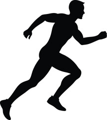 running men side view of vector runner silhouette