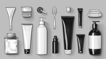 Various Beauty Products on a Grey Background
