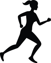 running women side view of vector runner silhouette