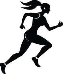 running women side view of vector runner silhouette