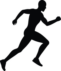 running men side view of vector runner silhouette