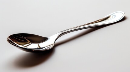 Metallic Spoon on White Background