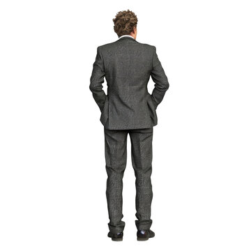recommend clip art: Man from behind at an angle standing isolated on transparent background
