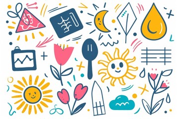 Abstract Simple Icon Clipart Set of Blush Scandinavian Nordic Boho Bohemian Geometric Shapes with Bold Strokes Soft Wash Minimalist Detail Organic Charming Rhythmic Bold Block Doodle Print Decoration