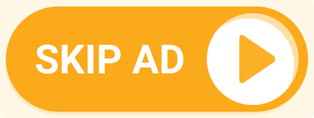 Fototapeta premium Yellow skip ad button with play symbol for your website or app