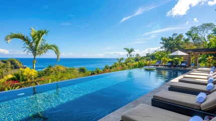 Fototapeta premium Photorealistic Summer Luxury Resort | Billboard mockup | Landscape mockup