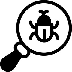Vector Icon Bug, insect, magnify, scan, virus