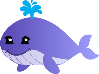 cute whale cartoon, sea animal