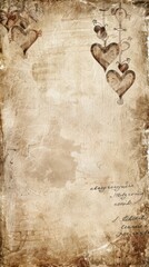 Obraz premium Vintage Hearts on Worn Paper