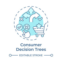 Obraz premium Consumer decision trees soft blue concept icon. Goods organization. Products hierarchy. Retail industry. Round shape line illustration. Abstract idea. Graphic design. Easy to use in presentation