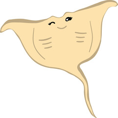 cute stingray cartoon, fish sea animal.