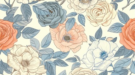 Obraz premium Elegant floral pattern in pastel colors, suitable for creative industries.